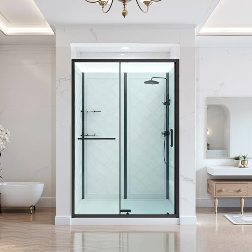 VEVOR Shower Enclosure, 36 in. D x 48 in. W x 79.1 in. H, Framed Sliding Shower Door with 1/4 in....
