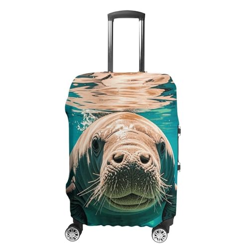 Manatee Animals Luggage Cover Elastic Suitcase Protector Case Anti-Scratch Washable Baggage Covers Protector For Traveling, Aircraft Consignment L