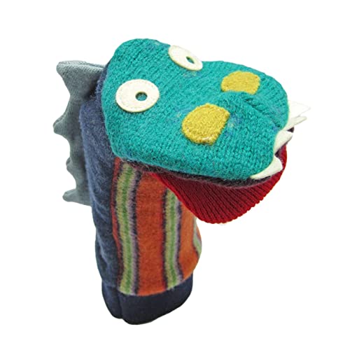 Image of Cate & Levi - Hand Puppet - Premium Reclaimed Wool - Handmade in Canada - Machine Washable (Dinosaur)
