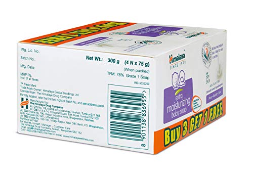 Image of Himalaya Extra Moisturizing Baby Soap (75G, Buy 3 Get 1 Free)&Extra Moisturizing Baby Wash, 400 Ml