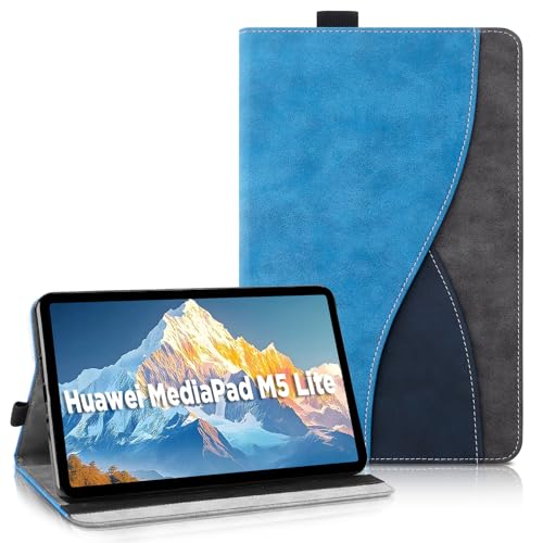 AsWant Funda para Huawei MediaPad M5 Lite 10.1 Pulgadas, Ultra Slim Estuche Protectora Carcasa con Función de Soporte/Cartera Funda para Huawei MediaPad M5 Lite (Azul)