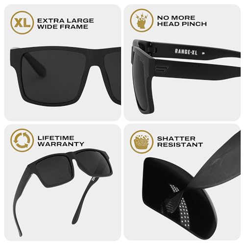 TOROE Polarized Night Vision Driving Glasses – Extra Large TR90 Frame, Matte Black (Lifetime Warranty)