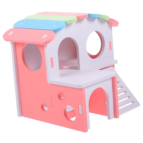 HEMOTON Hamster House with Ramp Multi Use Hideout for Guinea Pigs Chinchillas Pets Durable Design for Sleeping Play Hamster Cage Accessory