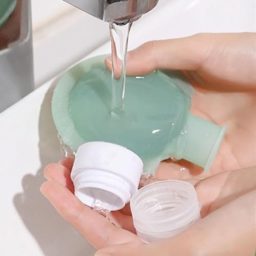 Image of HELIMIX Pack of 3 Refillable Travel Bottles for Toiletries Silicone Container for Cream, Shampoo Hand Wash, Lotion Storage Bottle Travel Accessories Leak Proof