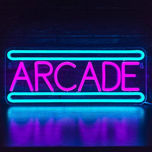 Image of Arcade Neon Sign Arcade Neon Light for Wall Decor USB Powered Dimmable Arcade LED Neon Lights Sign for Game Room for Game Room Recreation Living Room Birthday Gift Man Cave Bedroom Decor