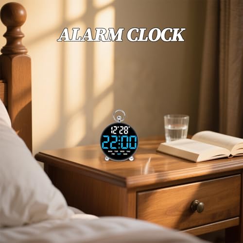 Reloj despertador digital LED para dormitorio con doble alarma regulable y carga USB 8