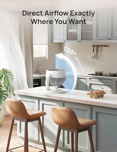 Image of DREO Fan for Bedroom, 12 Inches, 70ft Powerful Airflow, 25db Quiet Table Air Circulator Fans for Dorm Room, 120 Adjustable Tilt, 3 Speeds, Desktop Fan for Home, Office, Kitchen