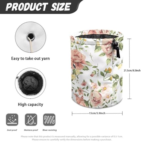 Image of Sellikakes Bright Flower Yarn Bag Knitting Storage Bag, Small Crochet Bag Knitting Organizer Yarn Storage Knitting Bags, Store Skein Ball, Needles Accessories