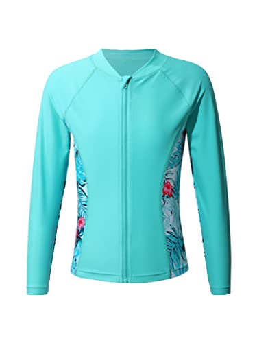 Choomomo Girls Three Pieces Rash Guard Swimsuit Long Sleeves Zip-up Swim Top with Tankini Tops and Swim Shorts Set Swimwear3