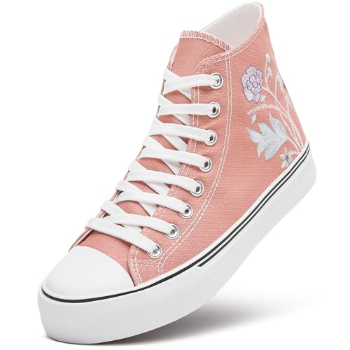 Image of ZGR Womens High Top Canvas Sneakers,Lace-up Canvas Shoes,Casual Tennis Walking Shoes