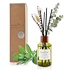 Reed diffuser sets with sticks and real dried flowers 67oz 200ml lemon sage long lasting fragrance natural design perfect for home bathroom shelf decor ideal gift  urban country home decor
