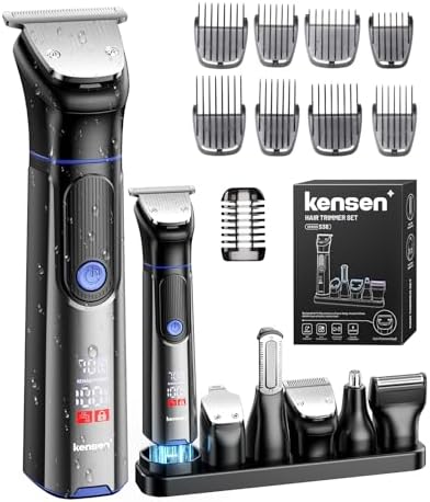 kensen Barttrimmer Herren,18 in 1 Bartschneider Set Wasserdicht | Beard Trimmer Usb-C Elektrisch Haarschneider Magnetischer Körperrasierer All-In-One Gesichtshaartrimmer Aufsatzkam
