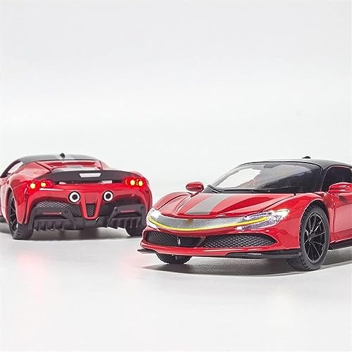 Image of Alloy Metal Pull Back Die-cast Car 1:32 Ferrari SF90 Diecast Metal Pullback Toy car with Openable Doors & Light, Music Boys Gifts Toys for Kids【RED】