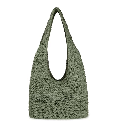 Image of Women Large Straw Beach Bag Handmade Woven Shoulder Bags Hobo Tote Handbag Purse for Summer