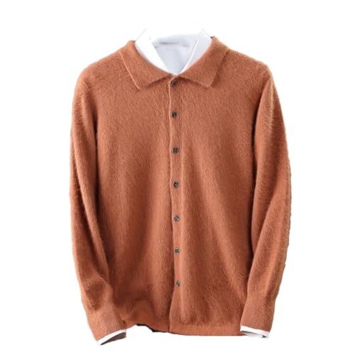 TdvcpmkkMen's Thick Sweater Knitted Polo Collar Single-Breasted Business Long Sleeve Sweater