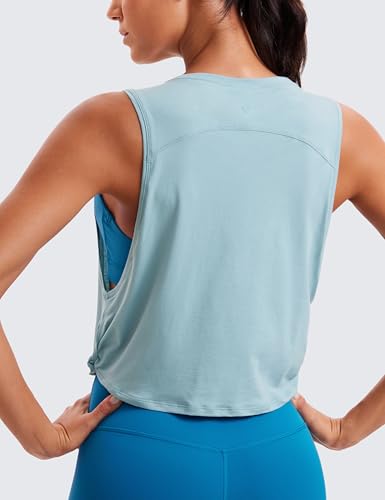 Image of CRZ YOGA Pima Cotton Dropped Armhole Tank | Workout, Naturally Soft, Loose Fit, Crop, Crewneck, Knotted Sides, Sleeveless Tops for Women
