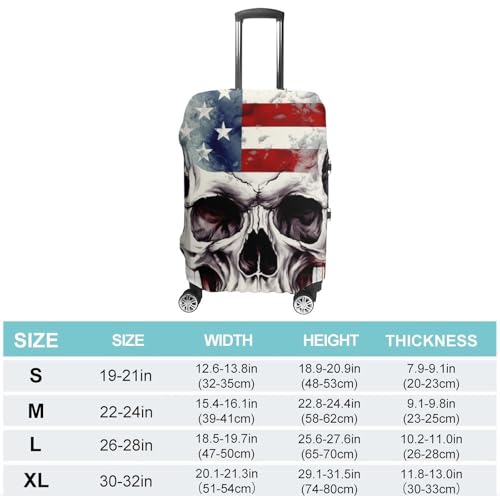 Travel Luggage Cover Elastic Suitcase Protector Anti-Scratch Washable American Flag Skull Luggage Sleeve Tsa Approved Carry on Covers Baggage Cover Fits 18-32 Inch Luggages2