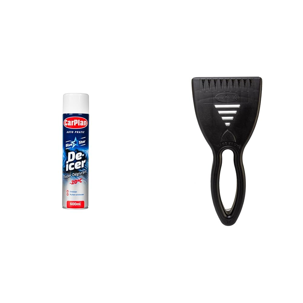 CarPlan Blue Star Aerosol De-icer, 600ml + CarPlan Ice Scraper