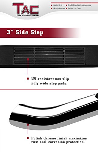 Tac Side Steps Compatible With 2005-2023 Toyota Tacoma Double Cab Pickup Truck 3" Stainless Steel Side Bars Nerf Bars Running Boards Rock Panel Off Road Exterior Accessories (2 Pieces) #TOP4