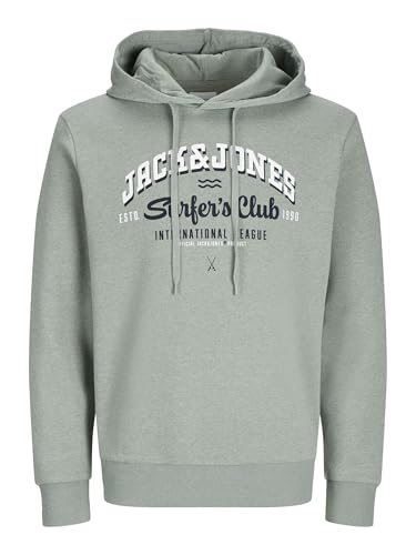 Jack & Jones Sudadera con Capucha para Hombre, Verde Claro, Blanco, Negro, M