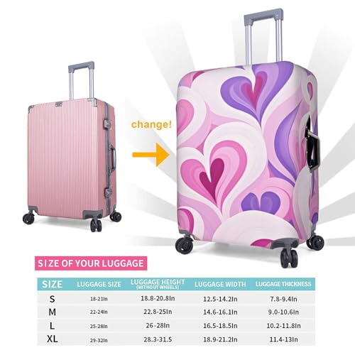 Pink Purple Heart Luggage Cover Washable Suitcase Cover Anti-Scratch Luggage Protector Covers Elastic Luggage Identify for Suitcase S fits 18-21 Inch Luggage2