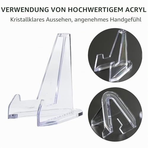 24Stück Kartenständer Acryl Klein,Staffeleiständer,Display Staffelei,Aufsteller Medaillenhalter Karten Ständerm,Kunststoff Staffeleien,Münzhalter Transparenter Halter für Münzen/Taschenuhren/Medaillen