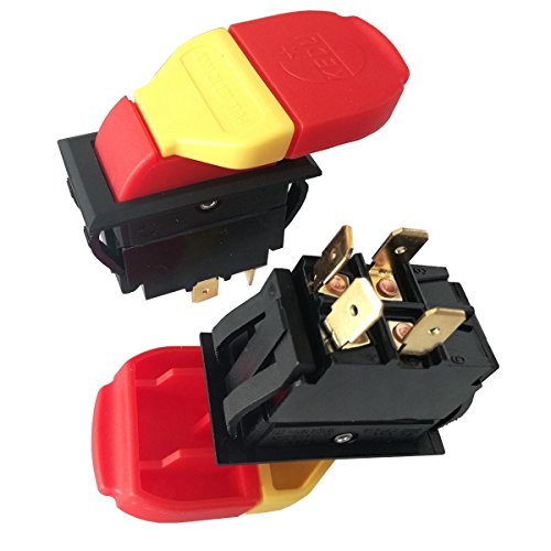 125/250V 4 Pins Electromagnetic Push Button Switch On Off Key Switches Single Throw Bipolar Switches with 6.3 Male Tab for Power Tools 16(10) A HY18