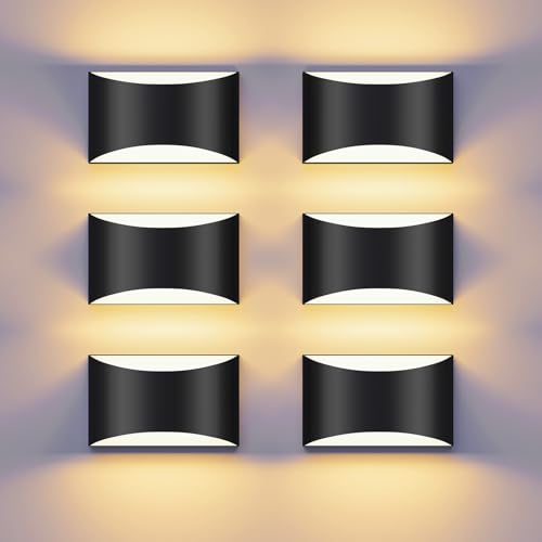 Image of Black Modern LED Wall Sconce, 3 Colors Hardwired Indoor Wall Lights | 3000K /4000K /6000K, 10W Up and Down Wall Mount Light with Memory Function, Wall Lamp for Bedroom Living Room Hallway Corridor