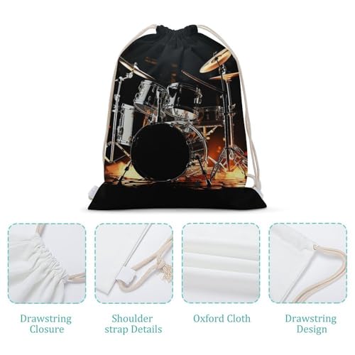 Canvas Drawstring Backpacks Drummer Sports Gym Pull String Bags Lightweight for Men Women4