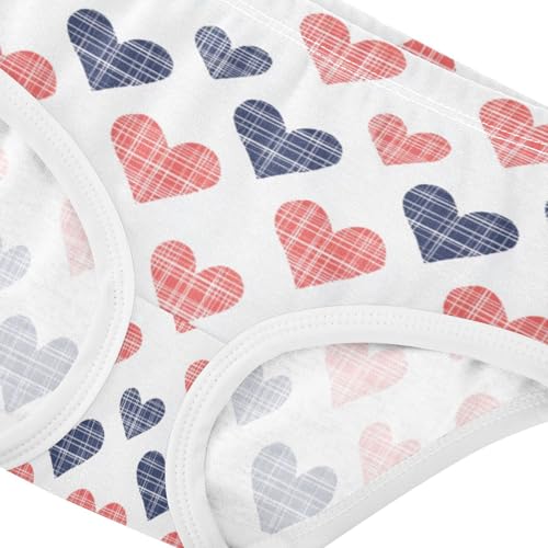 ZZKKO Red Blue Heart Love Girls Underwear Toddler Panties for Girls Comfort Brief Size 2T-8Y3