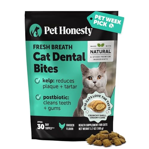 Fresh Breath Dental Bites for Cats – Crunchy & Creamy Cat Dental Treats for Fresh Breath, Tartar &...
