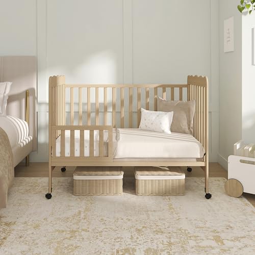 Image of Dream On Me Carson Classic 3-in-1 Convertible Full-Size Baby Crib in Barnwood Natural, GreenGuard Gold & BSA, 4 Mattress Heights, Converts to Day & Toddler Bed, Locking Wheels, Classic Nursery Design