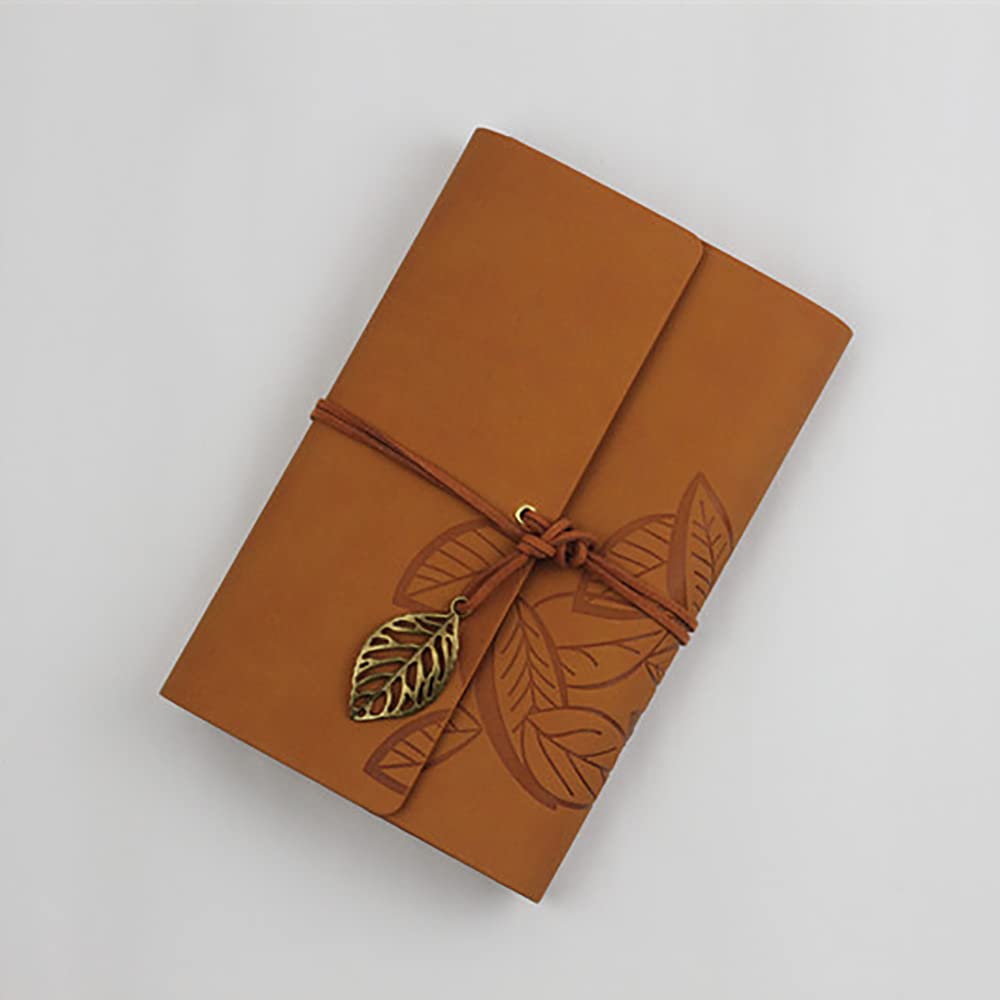 Leather Writing Journal, Refillable Travelers Notebook, Men & Women Leather Journals to Write in, Art Sketchbook, Travel Dairy, Best Gifts for Teens Girls and Boys, 8.5in (Khaki)