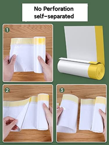 Elmond Strong Bin Bags 50 Litre Bin Liners 50L 88 Counts - Drawstring Tie Handle Recycled Unscented White Garbage Bags Trash Bag for Home Kitchen Office, 50L 88bags 19.5μm