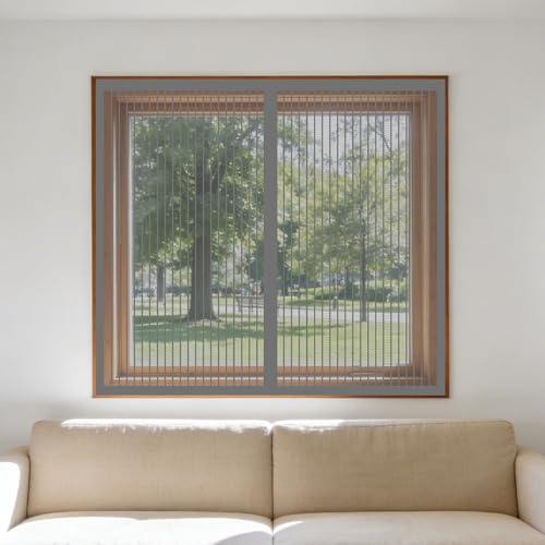 Cortinas Mosquitera Ventana 170 x 70 cm Imanes Se Cierran Automáticamente Mosquitera sin Taladrar Fácil de Ensamblar Autoadhesivo para Todas Las Ventanas, Gris