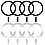 8 Pack Universal Metal Rings Compatible with MagSafe Magnetic Wireless Charger iPhone 17 16 15 Case, Ultra-Thin Adhesive Sticker Rings Car Magnet Mount Adapter Accessories (NO Magnet), Black, Silver