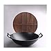 Żeliwna patelnia Wok Tradycyjny dwuuszny Wok niepowlekany zagęszczony okrągły dno domowy garnek z żeliwa nieskończony Wok, 36 cm