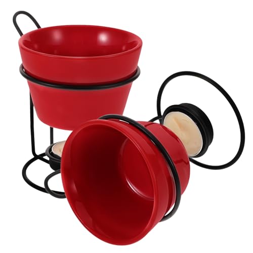 Alipis 2sets Ceramic Cheese Warmer Butter Melting Pot Removable Rack for Chocolate Cheese and Candles Easy to Clean and Maintain for Entertaining
