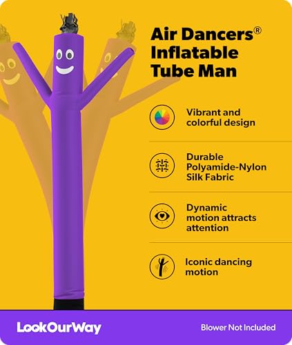 Image of LookOurWay Air Dancers Inflatable Tube Man Attachment - 10 Feet Tall Wacky Waving Inflatable Dancing Tube Guy for Business Promotion - Blower Not Included - Purple