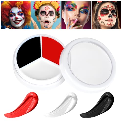 AOOWU 3 In 1 Face Body Paint Set, 3 Colors Face Paint Wheel for Special Effects SFX Zombie Makeup Kit, Professional Non Toxic Face Body Paint for Vampire Skeleton Halloween Clown Makeup Football Fans AOOWU 3 In 1 Face Body Paint Set, 3 Colors Face Paint Wheel for Special Effects SFX Zombie Makeup Kit, Professional Non Toxic Face Body Paint for Vampire Skeleton Halloween Clown Makeup Football Fans