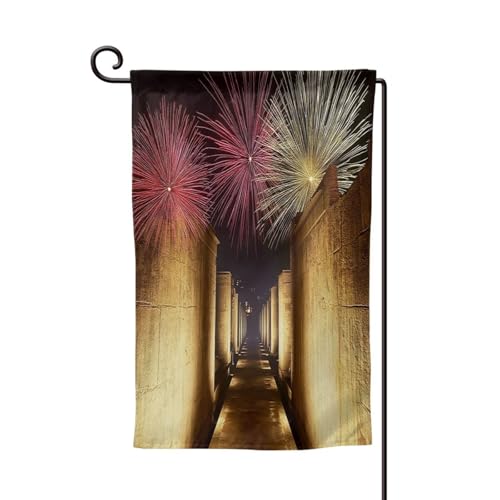 Banderas de jardín de primavera para exteriores, vibrantes banderas de patio de ciudades persas antiguas de doble cara, perfectas para Pascua y decoración de primavera al aire libre, cuadradas