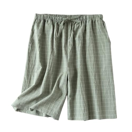 Pantalones de pijama para hombre cortos de algodón, pantalones cortos para hombre, elásticos, a cuadros, de secado rápido, nocturnos, con bolsillos, pantalones cortos de verano, ligeros, para el