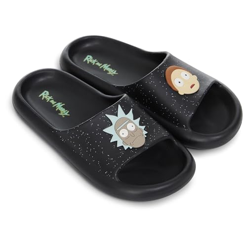 RICK AND MORTY Mens Comfort Slides - Officially licensed Cushion Slides - Rick Sanchez and Morty Smith