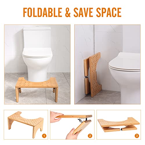 Ifedio Toilet Stool, Poop Stool,Bamboo 7 Inch Toilet Potty Stool,Foldable Squat Stool Potty With Anti Slip Layer,Toilet Stool Squat For Adults #TOP5