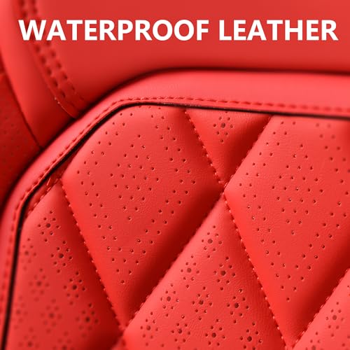Image of Coverado Front Seat Cover, Universal Car Seat Covers, Waterproof Seat Covers, Luxury Faux Leather Car Seat Protectors, Driver Seat Cover, Automotive Seat Covers Accessories Fit for Most Vehicles, Red