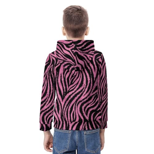 Zebra Pattern Hoodie Youth Sweatshirts Pullover Hoode Casual Loose Kids Hooded Athletic Shirt Tops 7-18 Years3
