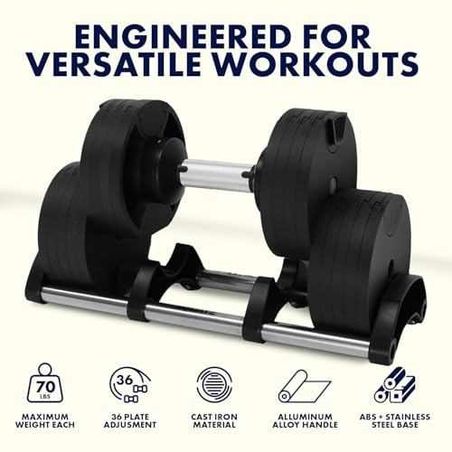 SQUATZ 70 LB Adjustable Dumbbell Set (4.5–70 lb Pair, Twist-Lock) — view 8