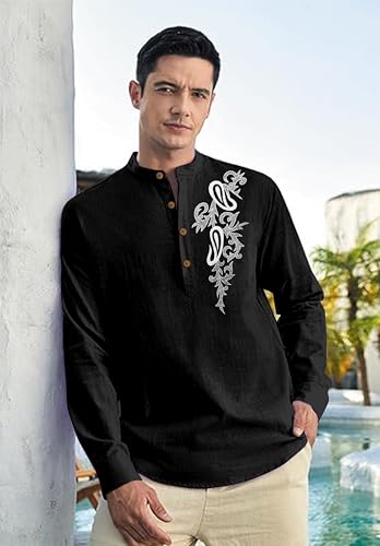Image of Men's Printed Cotton Blend Short Kurta | Regular Fit Casual Kurta Shirt for Men with Mandarin Collar | Ethnic