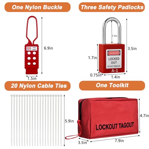 Yqlbgprj AQGS02 Lockout Tagout Kit,Lock Out Tag Out Kits Electrical,Lock Out Tag Out,Group Lockout Hasps,Loto Tags,Lockout Tagout Locks,Lockout Tags,Lock Out Tag Out Padlocks,Electrical Switch Safety Lockout Kit thumb #3