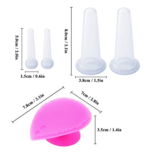 Fesjoy Ventosa, 5 peças de frascos de silicone para rosto e olhos conjunto de copos de massagem com